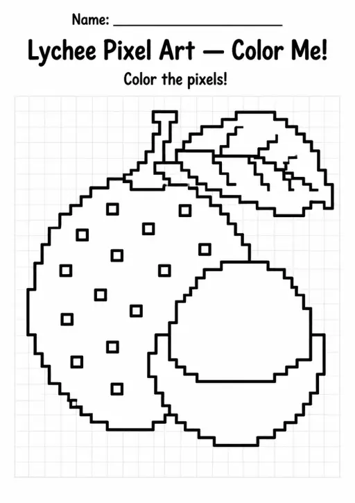 Lychee Pixel Art Coloring Page