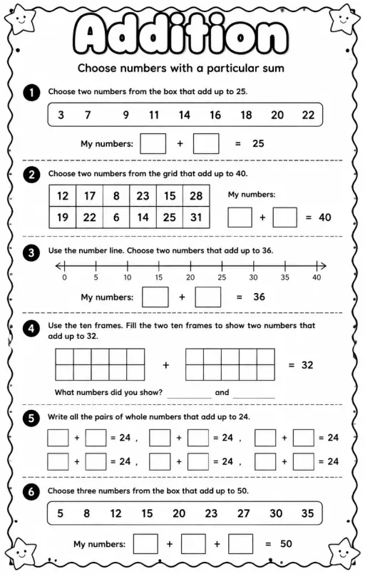 Choose numbers with a particular sum