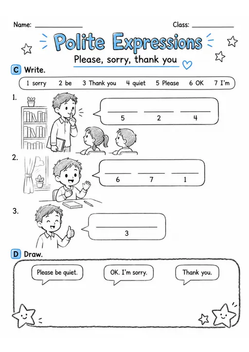 Polite Expressions | Grade 2 Vocabulary Worksheet