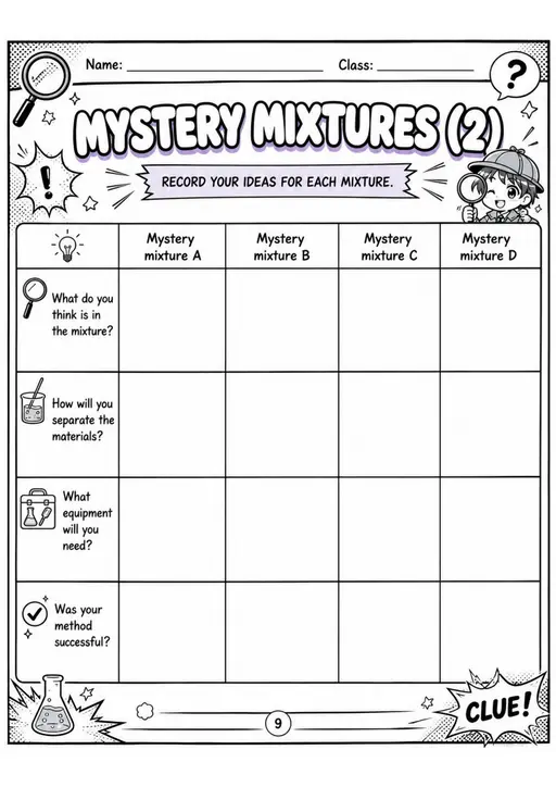 MYSTERY MIXTURES (2) - Grade 3 Science Worksheet