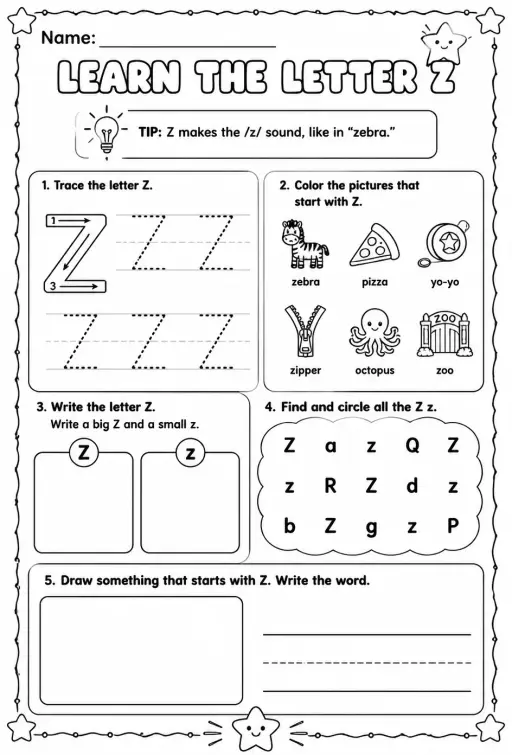 Learn the letter Z
