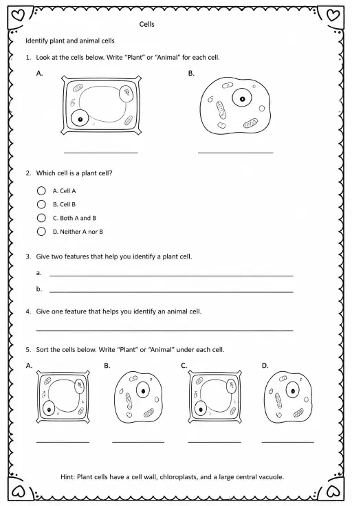 Identify plant and animal cells