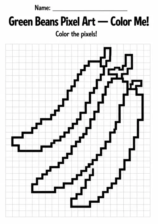 Green Beans Pixel Art Coloring Page