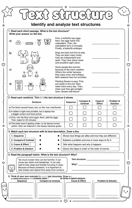 Identify and analyze text structures