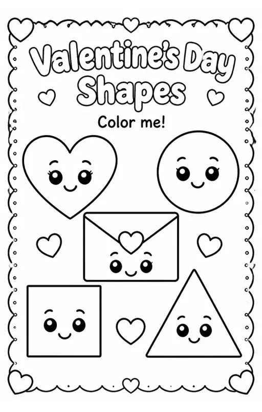 Valentine's Day Shapes Coloring Page
