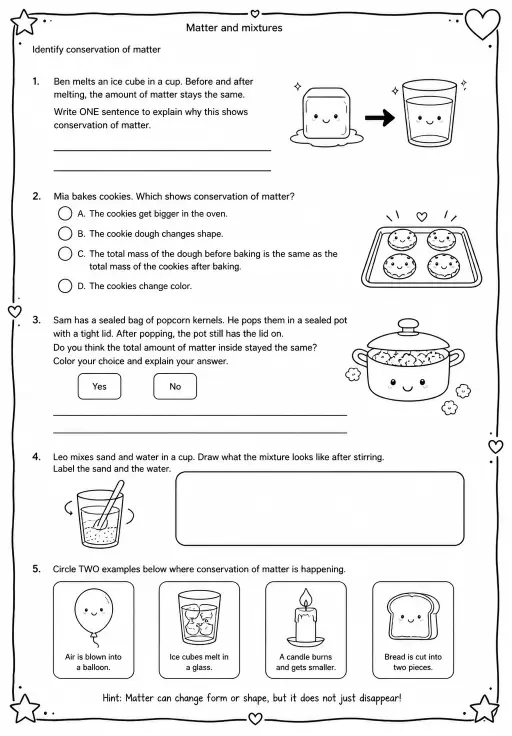 Identify conservation of matter