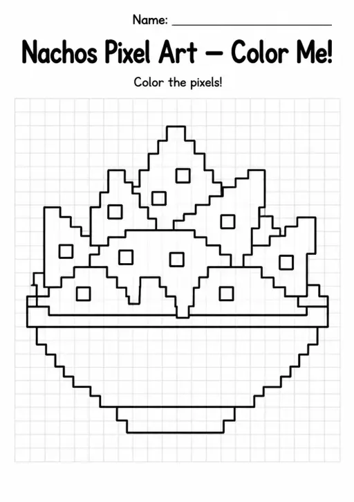 Nachos Pixel Art Coloring Page