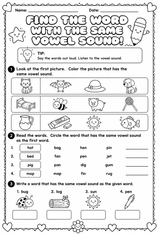 Find the word with the same vowel sound
