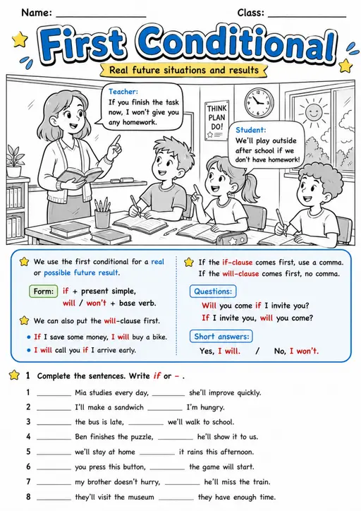 First Conditional | Grades 5-6 Grammar Worksheet