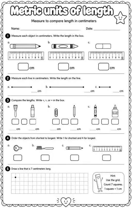Measure to compare length in centimeters