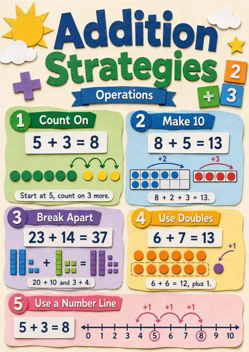Addition Strategies Operations Infographic