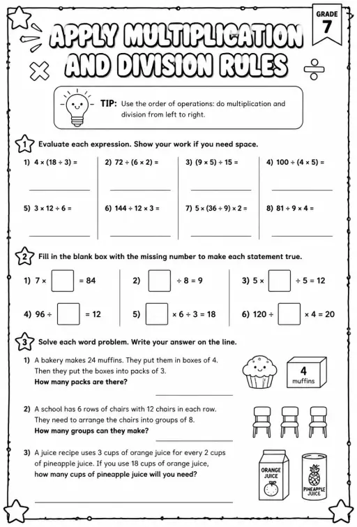 Apply multiplication and division rules