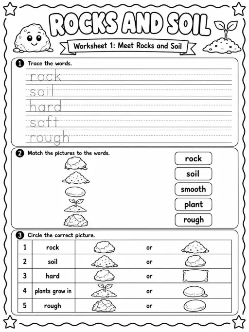 Rocks and Soil Worksheet Pack
