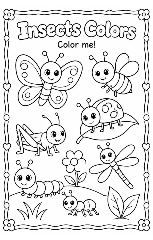 Insects Colors Coloring Page