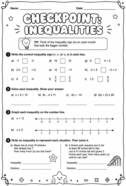 Checkpoint: Inequalities