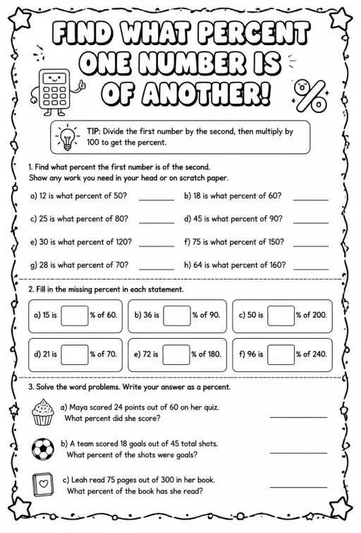 Find what percent one number is of another