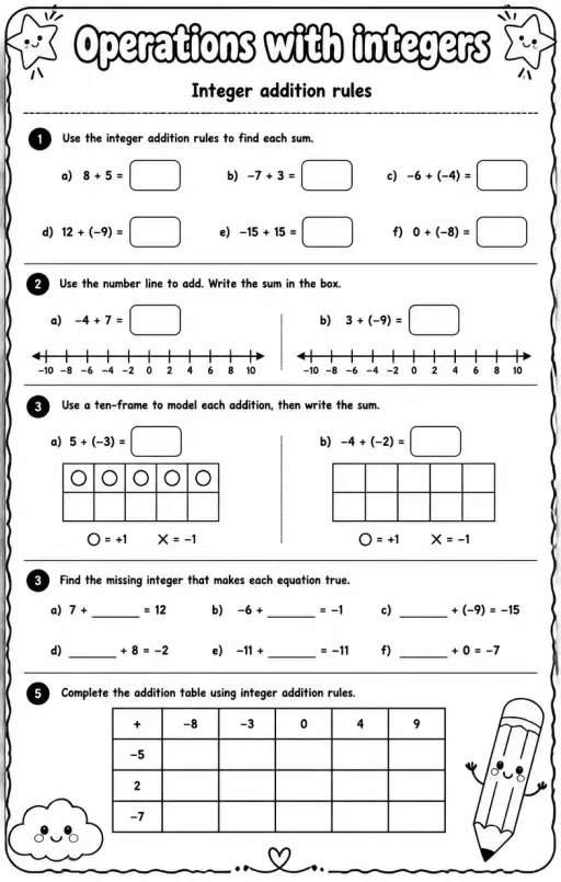 Integer addition rules