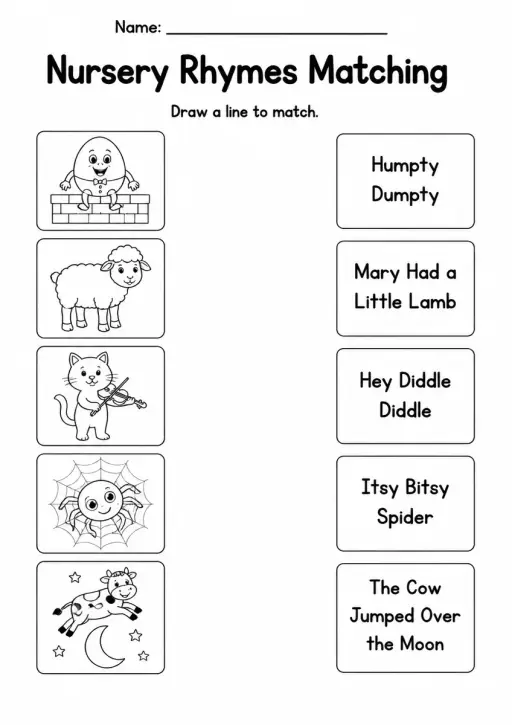 Nursery Rhymes Matching — Grade 1