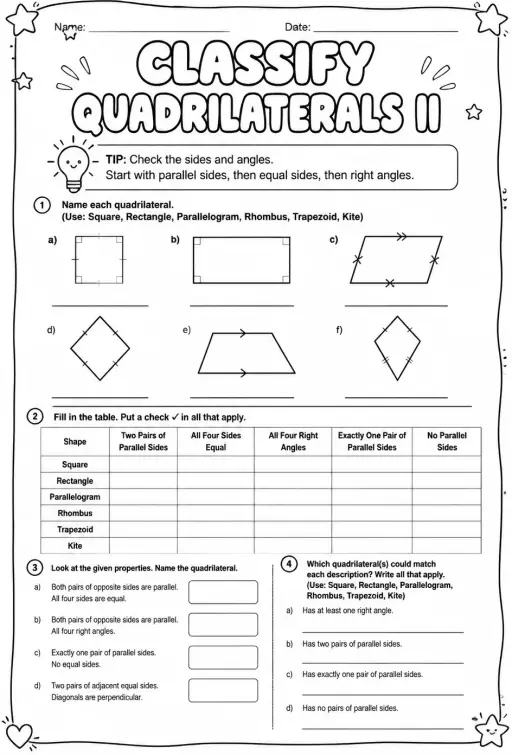 Classify quadrilaterals II