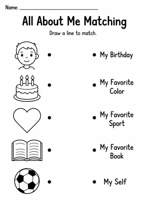 All About Me Matching — Grade 2