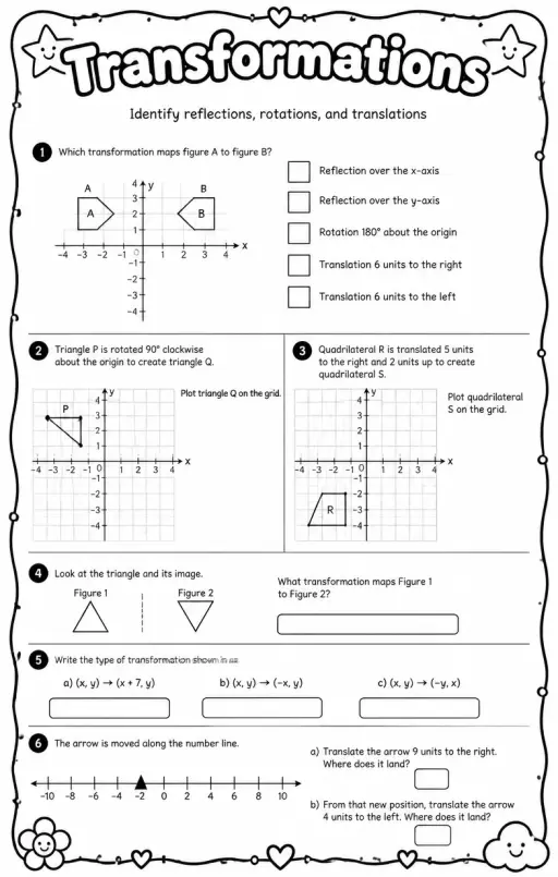 Identify reflections, rotations, and translations