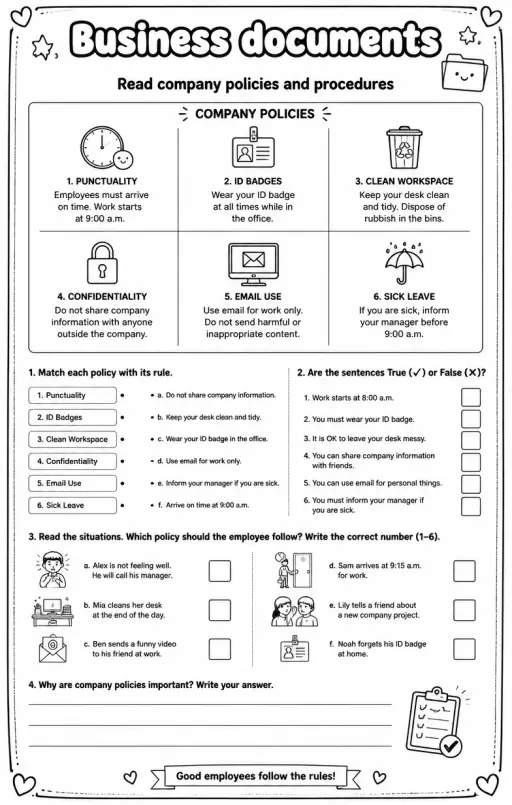 Read company policies and procedures