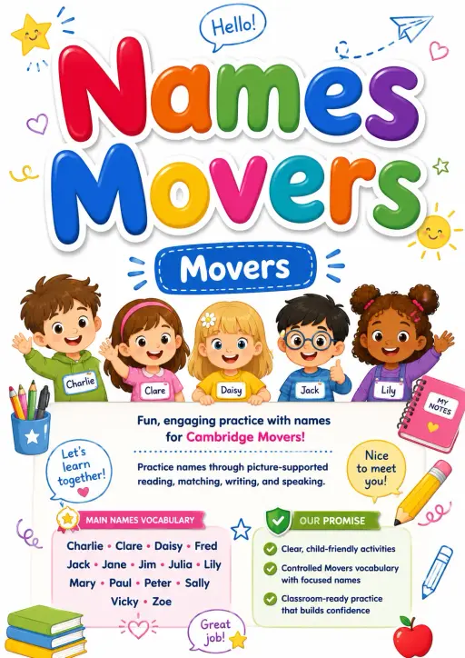 Names Movers Vocabulary Worksheet Pack
