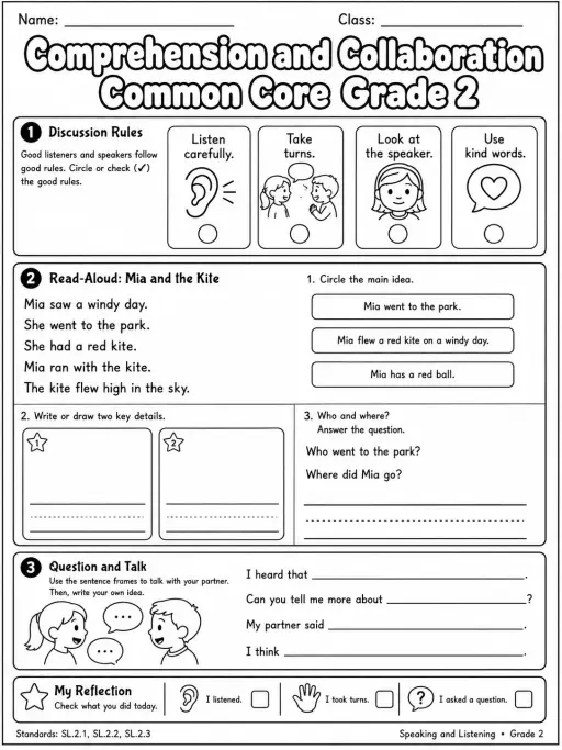 Comprehension and Collaboration Common Core Grade 2