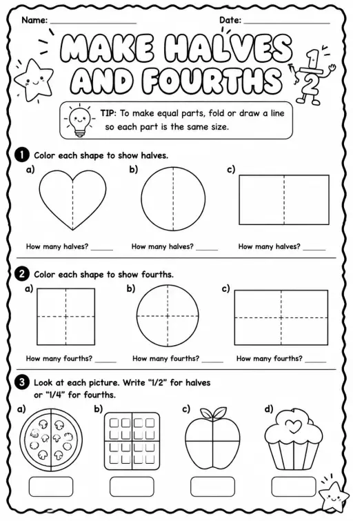 Make halves and fourths