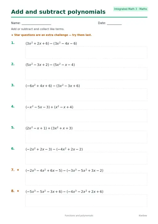 Add and subtract polynomials