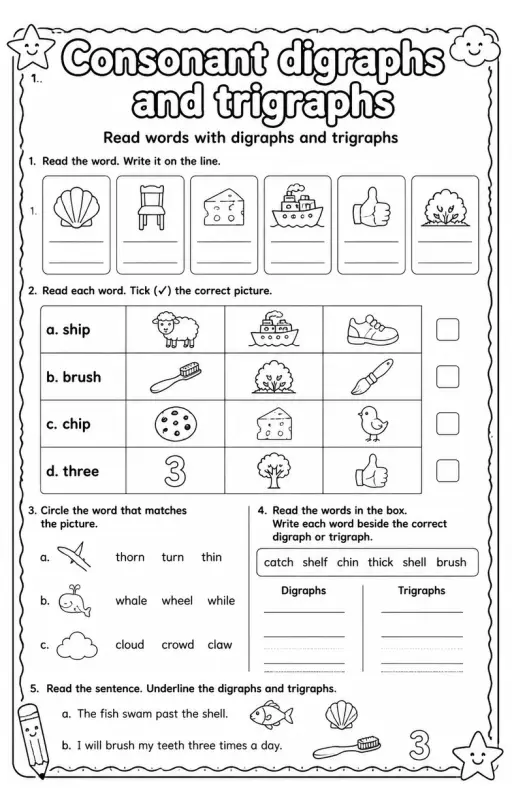 Read words with digraphs and trigraphs