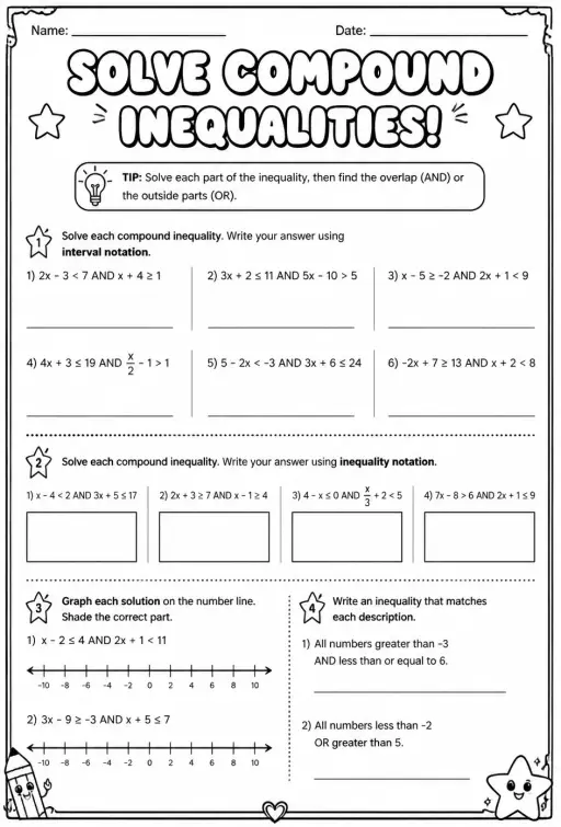 Solve compound inequalities