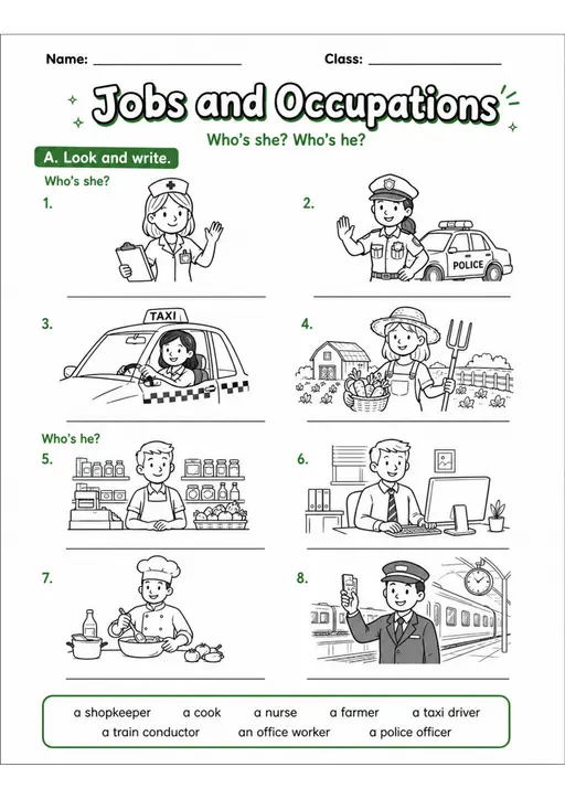 Jobs And Occupations | Grades 2-3 Vocabulary Worksheet