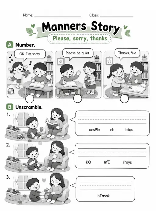 Manners and Polite Expressions Pack - 2 Worksheets | Grade 2