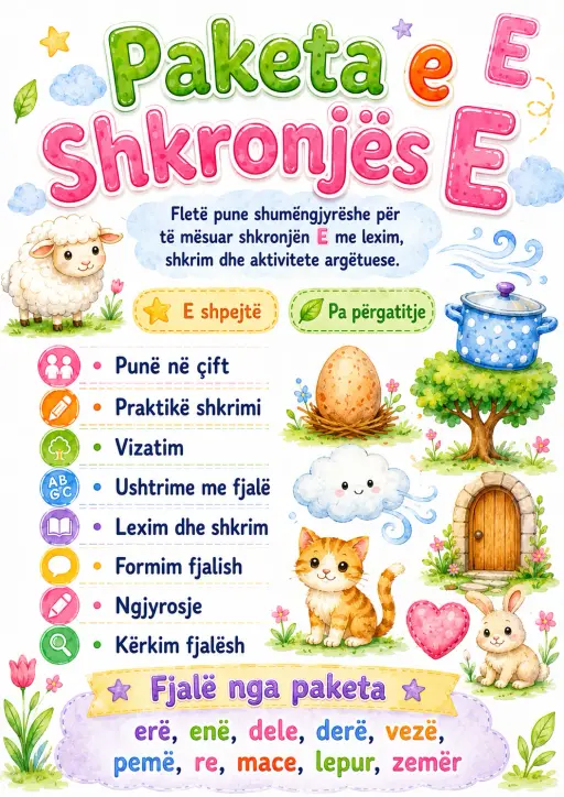 Albanian Letter E Phonics Worksheets Pack