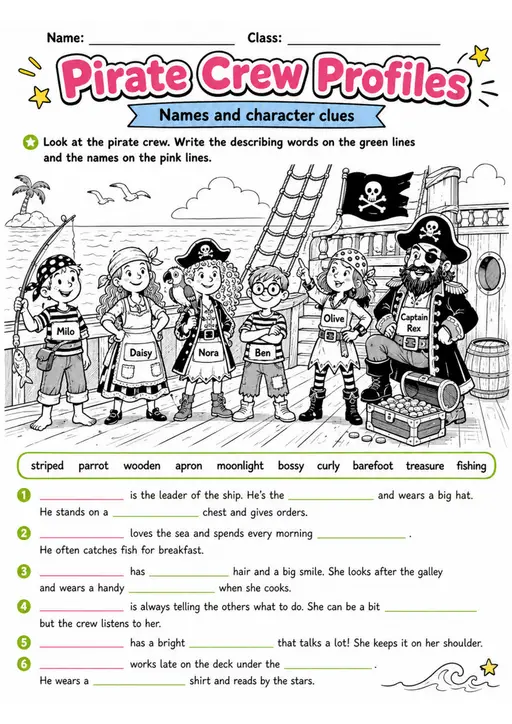 Cambridge Flyers - Pirate Crew Profiles | Free Worksheet