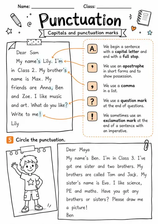 Punctuation Pack - 2 Worksheets | Grades 2-3