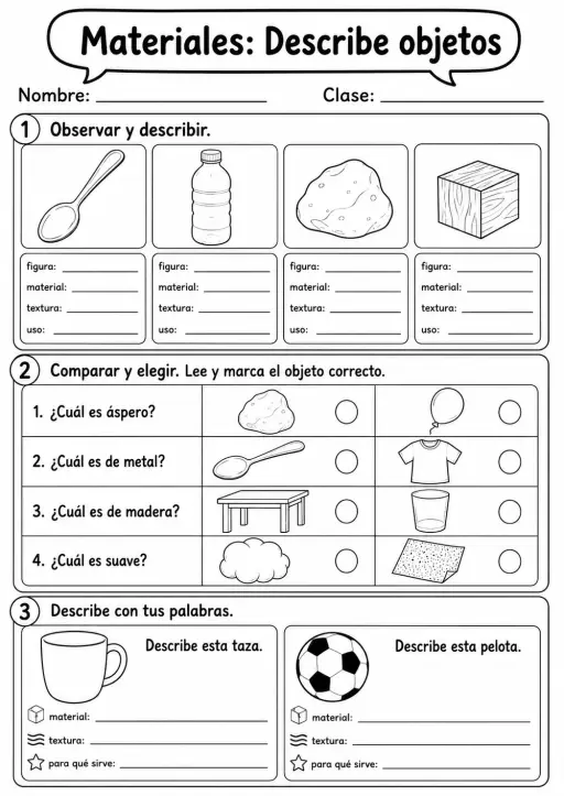 1.º grado - Materiales - Paquete de ciencias en español