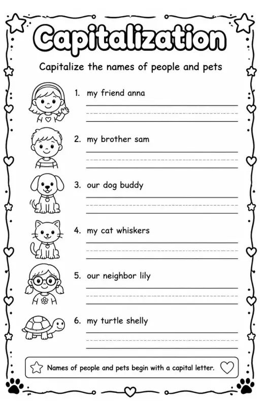 Capitalize the names of people and pets
