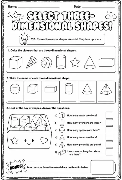 Select three-dimensional shapes