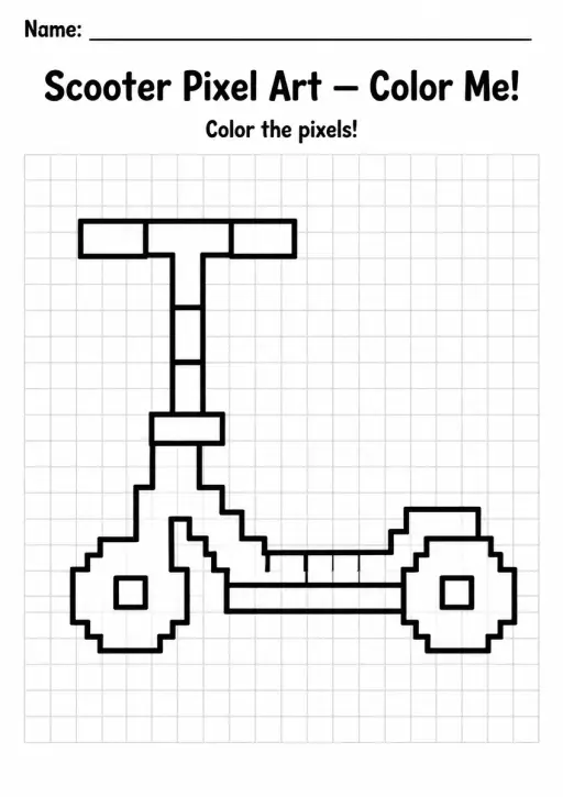 Scooter Pixel Art Coloring Page