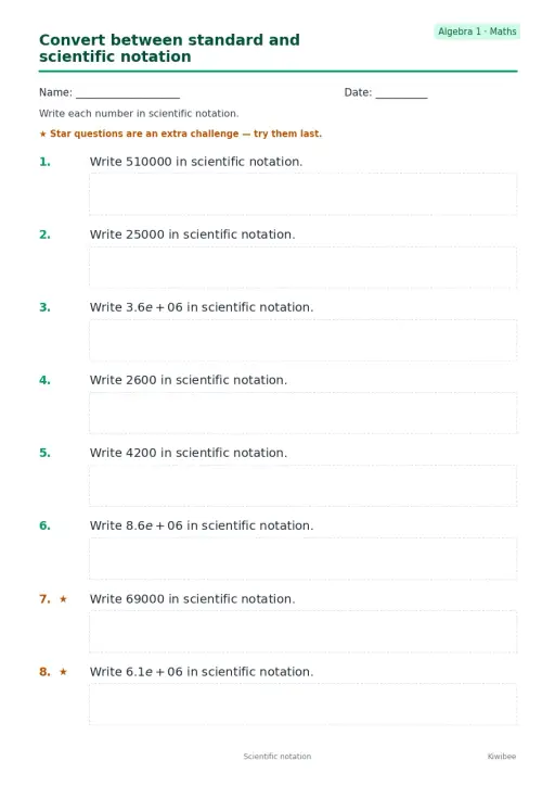 Convert between standard and scientific notation