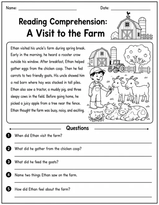 Reading Comprehension: A Visit to the Farm