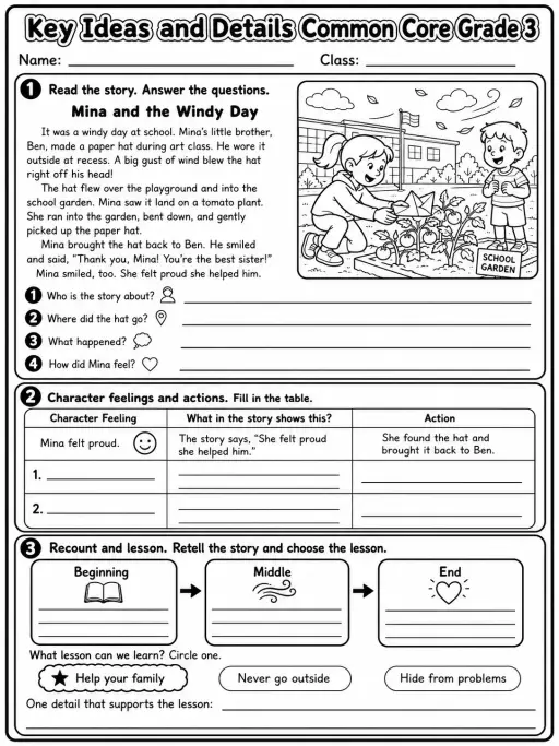 Key Ideas and Details Common Core Grade 3