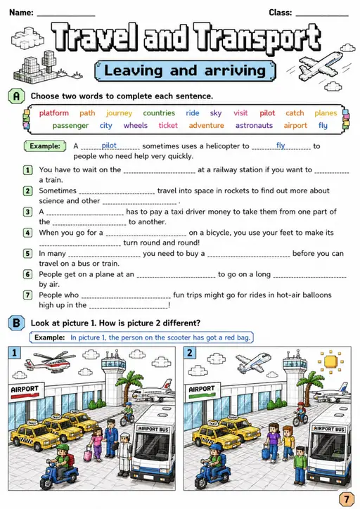 Cambridge Flyers - Travel and Transport | Free Worksheet
