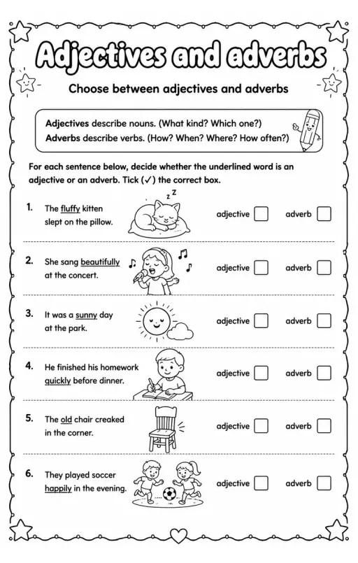 Choose between adjectives and adverbs