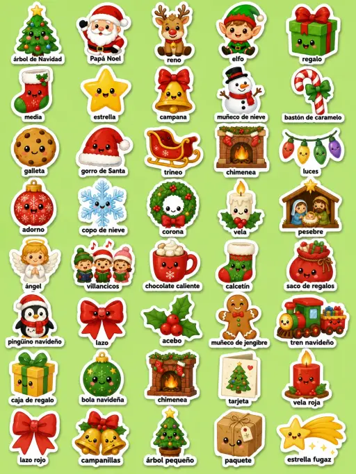 Navidad - Hoja de pegatinas imprimibles