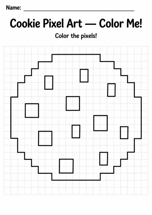 Cookie Pixel Art Coloring Page