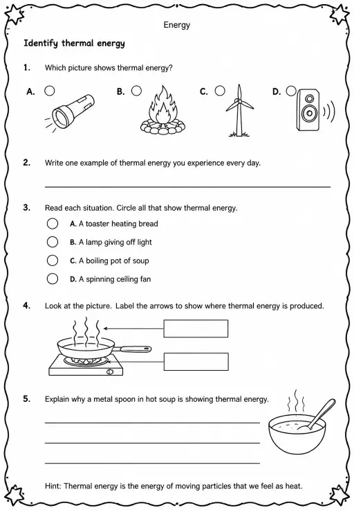 Identify thermal energy