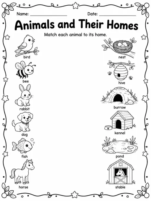 Animals and Their Homes Worksheet Pack